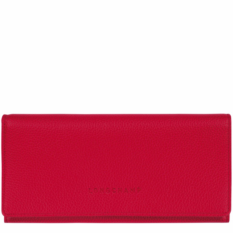 Portfele Longchamp Le FOULONNÉ Continental Damskie Czerwone Polska | L3044021C39