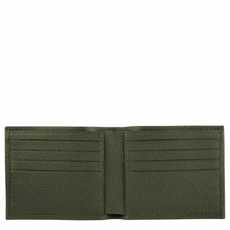Portfele Longchamp Le FOULONNÉ Damskie Khaki Polska | L3508021A23