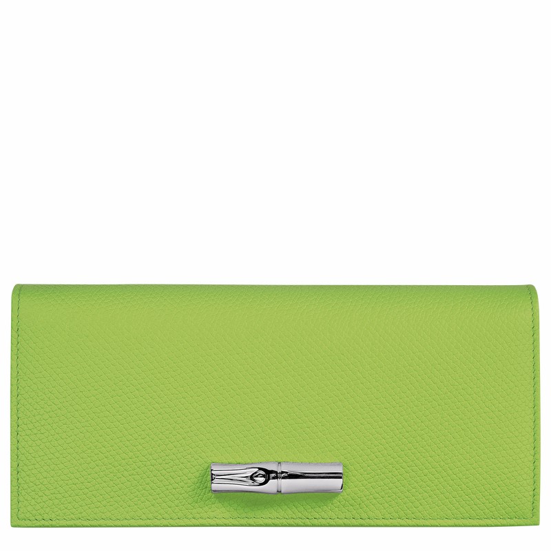 Portfele Longchamp Le Roseau Flap Damskie Zielone Polska | L3044HFP355