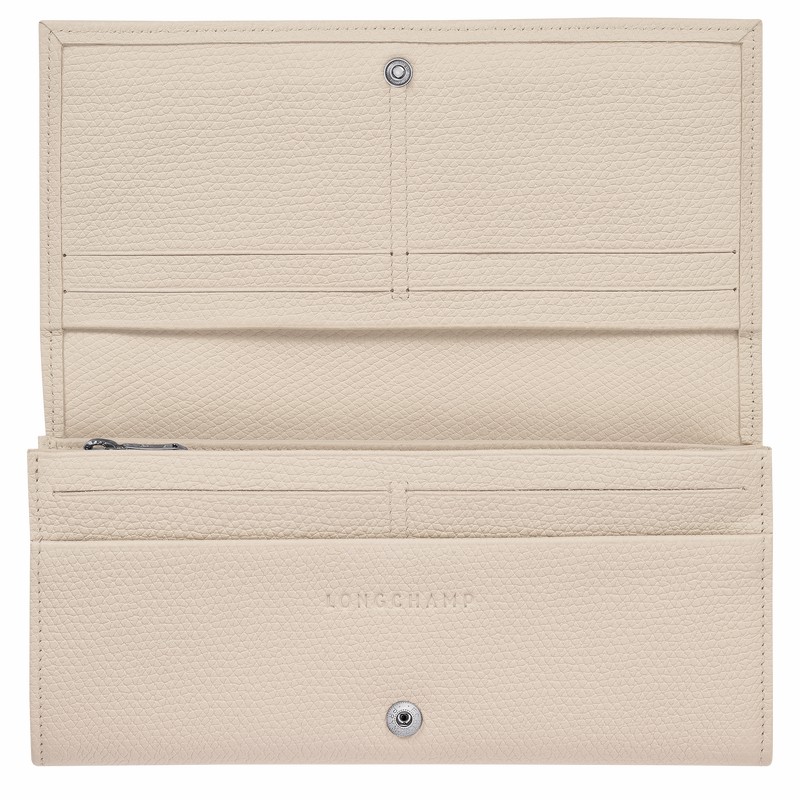 Portfele Longchamp Le Roseau Flap Damskie Białe Polska | L3044HFP555