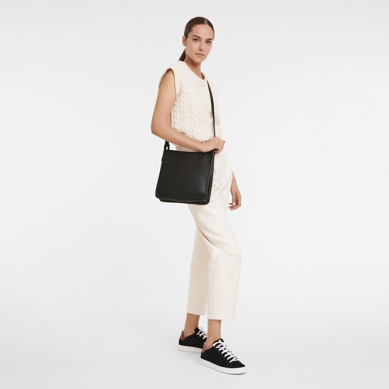 Torba Crossbody Longchamp Le FOULONNÉ M Damskie Czarne Polska | 10140021001