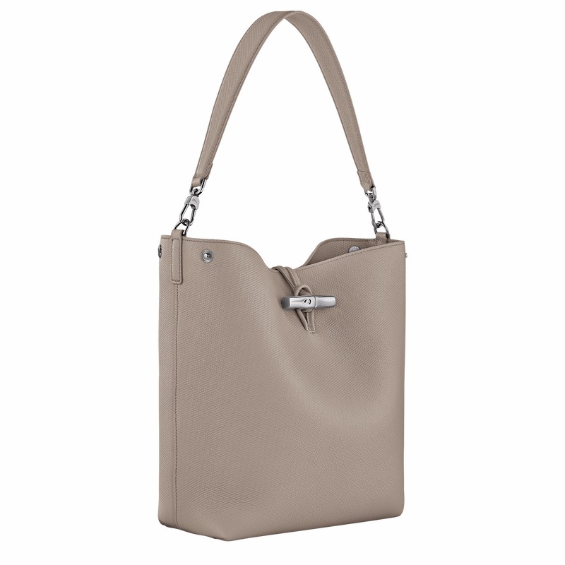 Torba na Ramię Longchamp Le Roseau M Damskie Szare Polska | 10281HFP266