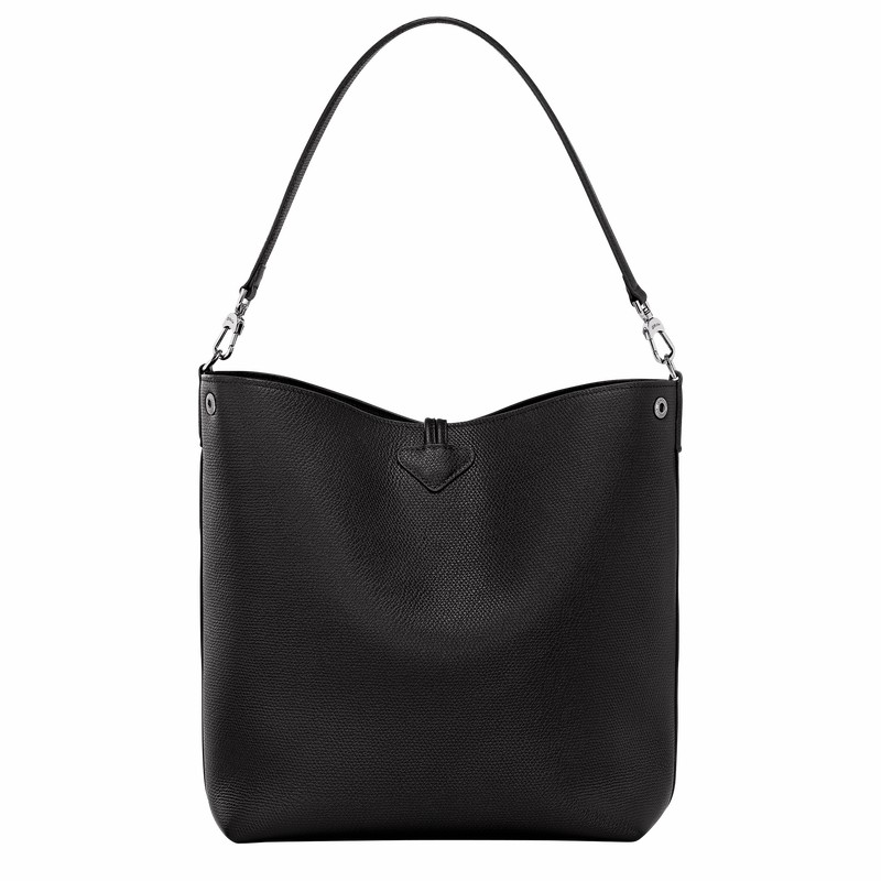 Torba na Ramię Longchamp Le Roseau M Damskie Czarne Polska | 10281HFP001