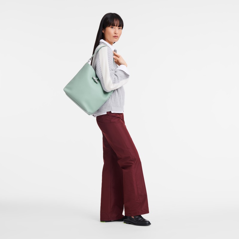 Torba na Ramię Longchamp Le Roseau M Damskie Celadon Polska | 10281HFP282