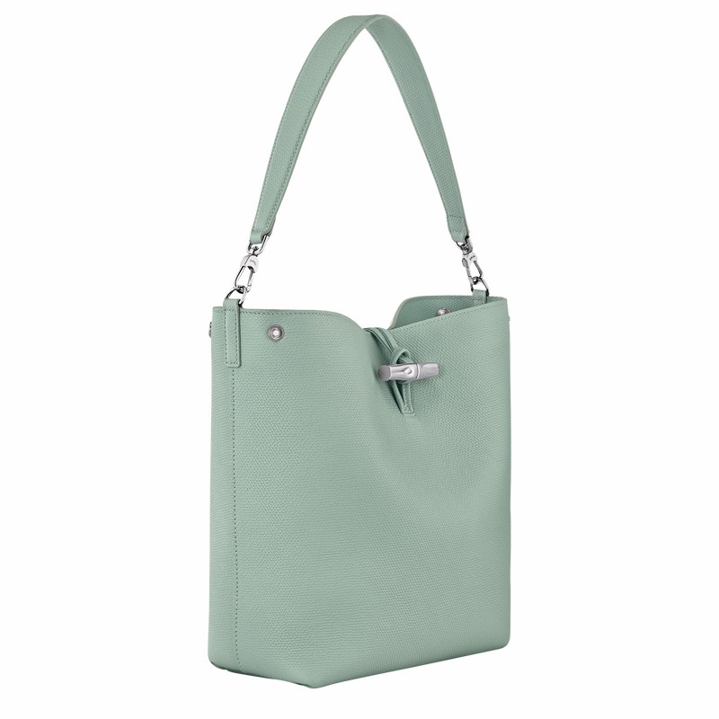 Torba na Ramię Longchamp Le Roseau M Damskie Celadon Polska | 10281HFP282