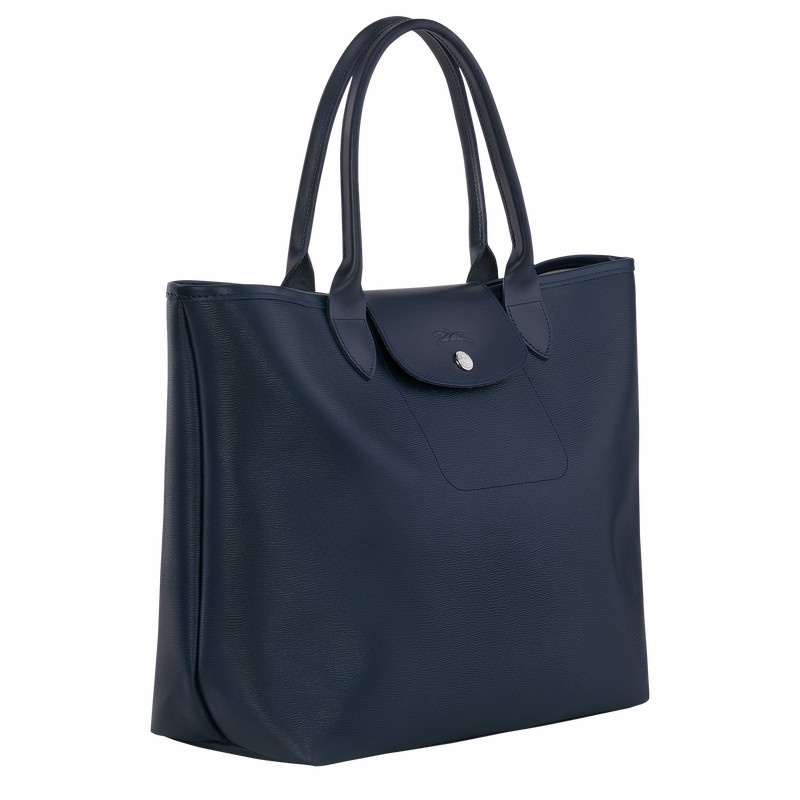 Torby Tote Longchamp Le Pliage City L Damskie Granatowe Polska | 10182HYQ556